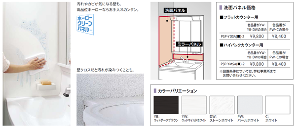 ホーロークリーン洗面パネル・ミラーパネル